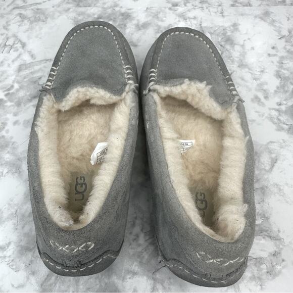 UGG  Ansley Slipper Water Resistant Suede Upper Wool Lining Gray, Size 6 - Picture 8 of 12